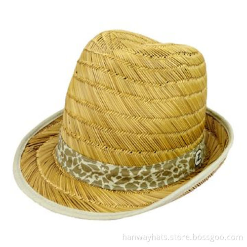 Mexico Straw Sombrero/Hat with Leopard Band and Grosgrain Brim Edge